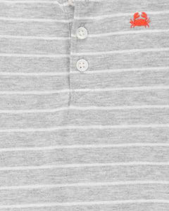 Carter's 2pc Baby Boy Grey Striped Bodysuit & Orange Shorts Set