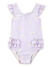 Load image into Gallery viewer, Carter&#39;s 1pc Baby Girl Purple Stripe Swimsuit
