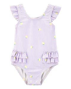 Carter's 1pc Baby Girl Purple Stripe Swimsuit