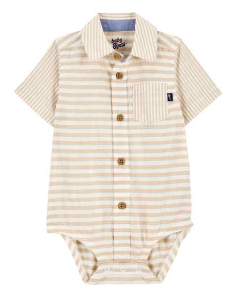 OshKosh Baby Boy Brown Striped Bodysuit Shirt