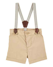 Cargar imagen en el visor de la galería, OshKosh Baby Boy Khaki Shorts with Suspender Set
