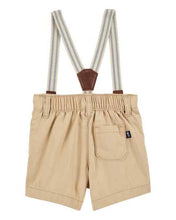 Cargar imagen en el visor de la galería, OshKosh Baby Boy Khaki Shorts with Suspender Set
