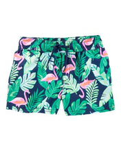 Load image into Gallery viewer, Carter&#39;s 2pc Baby Boy Navy Rashguard Flamingo Shorts Swim Set
