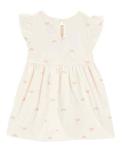 Carter's 2pc Baby Girl Rainbow Pink Romper/ Ivory Dress Set