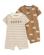 Carter's 2pc Baby Boy Brown Happy Buddy Romper Set