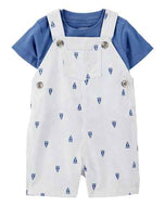 Carter's 2pc Baby Boy Sailboat Print Shortall and Blue Tee Set