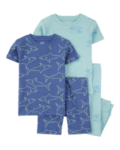 Carter's 4pc Baby Boy Shark Print Snug Fit Cotton Pajama Set