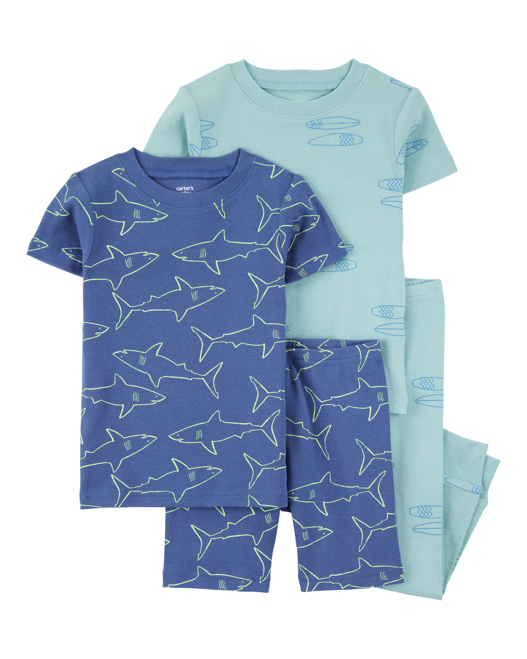 Carter's 4pc Baby Boy Shark Print Snug Fit Cotton Pajama Set