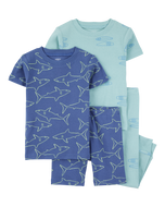 Carter's 4pc Baby Boy Shark Print Snug Fit Cotton Pajama Set