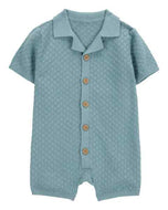 Carter's 1pc Baby Boy Blue Button-Front Sweater Romper