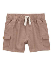 Afbeelding in Gallery-weergave laden, Carter&#39;s 3pc Baby Boy Beach Print Shirt, Beige Tee and Brown Cargo Shorts Set
