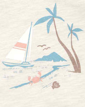 Afbeelding in Gallery-weergave laden, Carter&#39;s 3pc Baby Boy Beach Print Shirt, Beige Tee and Brown Cargo Shorts Set
