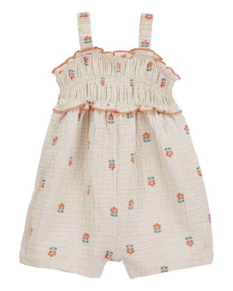 Carter's Baby Girl Khaki Floral Print Romper