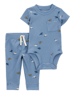 Carter's 2pc Baby Boy Blue Helicopter Bodysuit & Pants Set