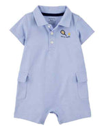 Carter's 1pc Baby Boy Blue Button-Front Polo Romper