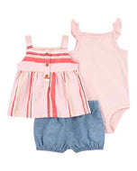 Carter's 3pc Baby Girl Pink Stripes Set