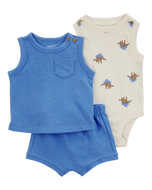Carter's 3pc Baby Boy Blue Tank, Ivory Bodysuit and Blue Shorts Set