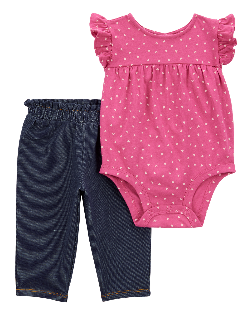 Carter's 2pc Baby Girl Pink Bodysuit & Denim Pants Set