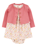 Carter's 2pc Baby Girl Floral Bodysuit Dress & Pink Cardigan Set
