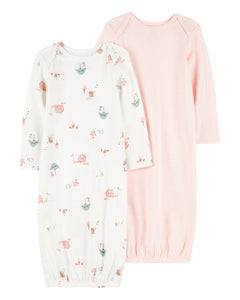 Carter's 2pc Baby Girl Pink Farm Sleep Gowns Set