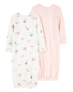 Carter's 2pc Baby Girl Pink Farm Sleep Gowns Set