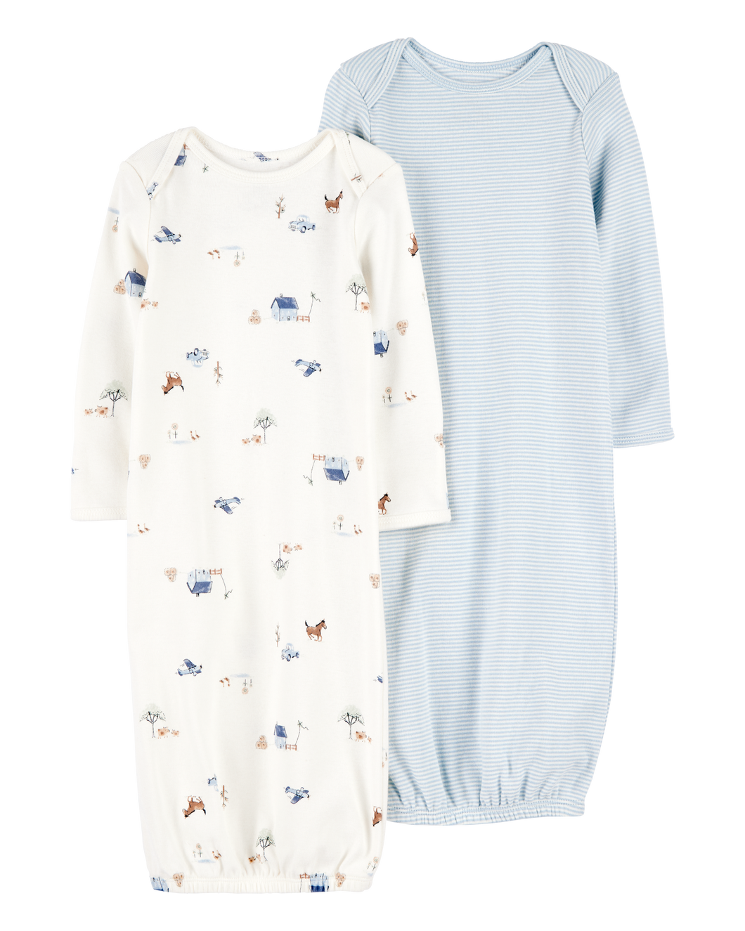 Carter's 2pc Baby Boy Blue Farm Sleep Gowns Set
