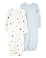 Carter's 2pc Baby Boy Blue Farm Sleep Gowns Set