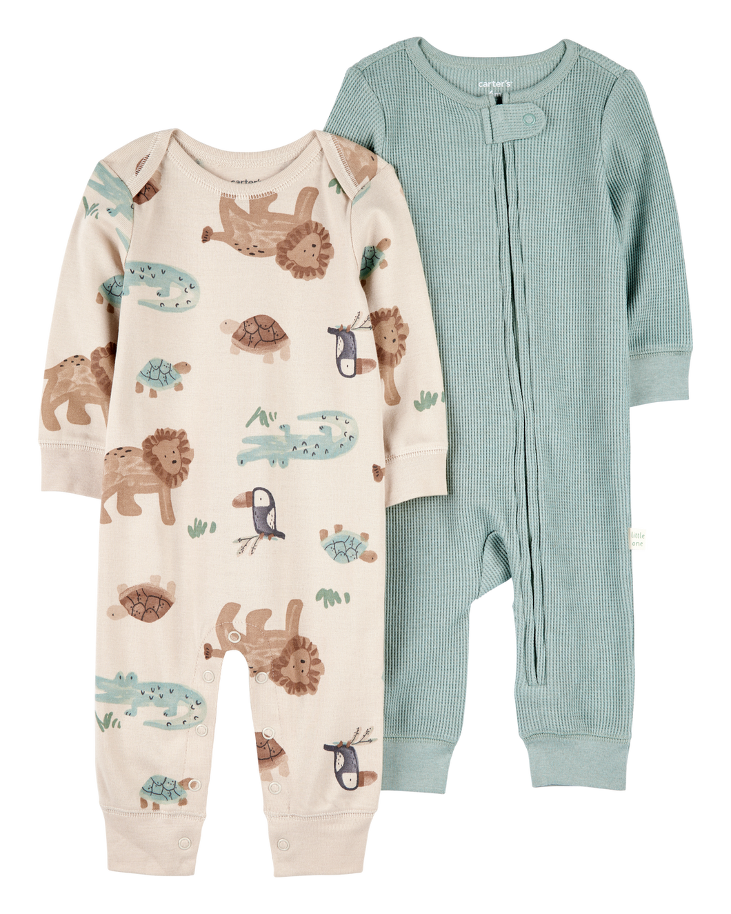 Carter's 2pc Baby Boy Green Animals Jumpsuit Set