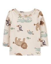 Cargar imagen en el visor de la galería, Carter&#39;s 2pc Baby Boy Green Animals Overall &amp; Tee Set
