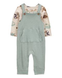 Carter's 2pc Baby Boy Green Animals Overall & Tee Set