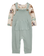Carter's 2pc Baby Boy Green Animals Overall & Tee Set