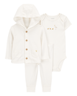 Carter's 3pc Baby Neutral Ivory Bodysuit, Cardigan and Pants Set