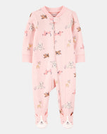 Carter's Baby Girl Dog Print 2-Way Zip-Up Footie Coverall