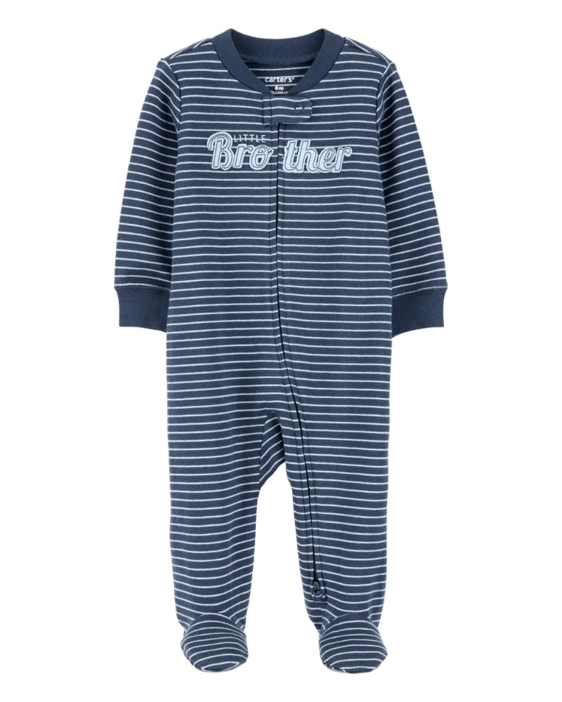 Carter's Baby Boy Little Brother 2-Way Zip-Up Footie Coverall Sleepwear