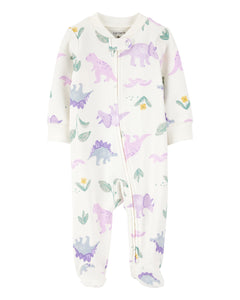 Carter's Baby Girl Dino 2-Way Zip-Up Footie Coverall Sleepwear