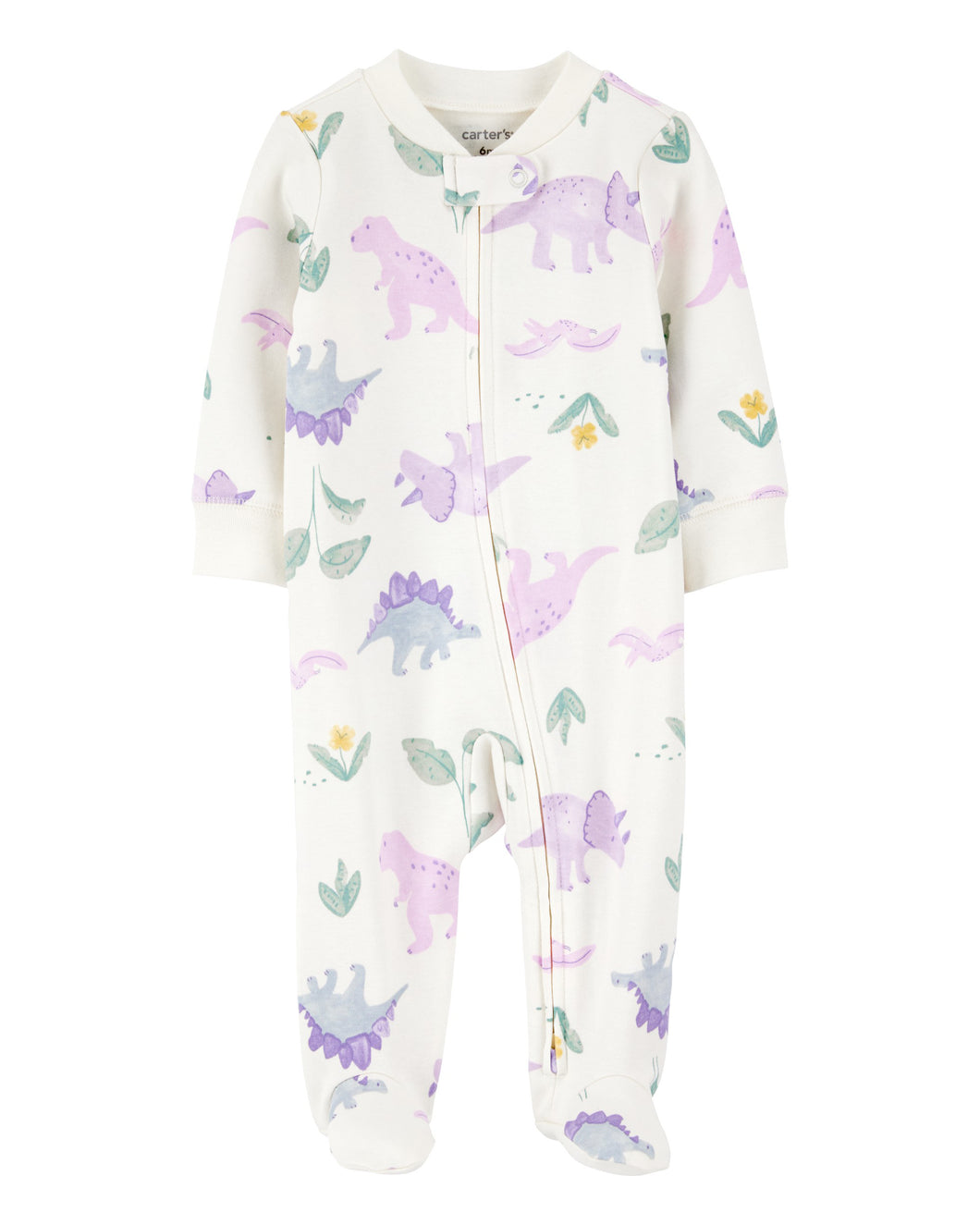 Carter's Baby Girl Dino 2-Way Zip-Up Footie Coverall Sleepwear