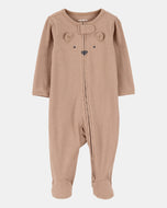 Carter's Baby Boy Brown Bear 2-Way Zip-Up Footie Coverall