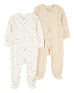 Carter's 2pc Baby Neutral 2-Way Zip-Up Footie Coverall Set