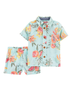 OshKosh 2pc Baby Boy Tropical Shirt & Shorts Set