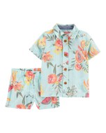 OshKosh 2pc Baby Boy Tropical Shirt & Shorts Set