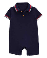 OshKosh 1pc Baby Boy Navy Button-Front Romper