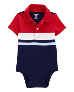 OshKosh Baby Boy Red/ Navy Polo Bodysuit