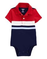 OshKosh Baby Boy Red/ Navy Polo Bodysuit