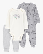 Carter's 3pc Baby Boy Bodysuit, 2-Way Zip-Up Coverall and Pants Set