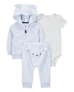 Carter's 3pc Baby Boy Blue Dog Bodysuit, Hoodie and Pants Set