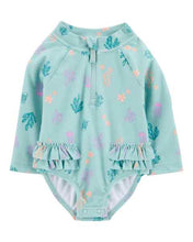 Afbeelding in Gallery-weergave laden, Carter&#39;s 1pc Baby Girl Aquatic Sea Animals Rashguard Swimsuit
