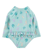 Afbeelding in Gallery-weergave laden, Carter&#39;s 1pc Baby Girl Aquatic Sea Animals Rashguard Swimsuit
