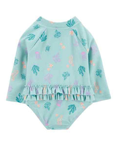 Carter's 1pc Baby Girl Aquatic Sea Animals Rashguard Swimsuit