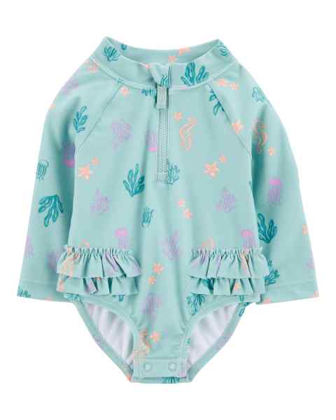 Carter's 1pc Baby Girl Aquatic Sea Animals Rashguard Swimsuit