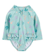 Carter's 1pc Baby Girl Aquatic Sea Animals Rashguard Swimsuit